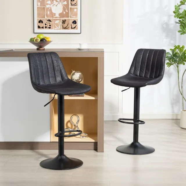 CHICFURN Barkruk - Volwassenen - In hoogte verstelbaar - Set van 2 - Zwart