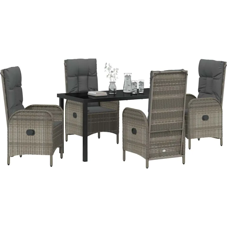 vidaXL Tuin eettafelset 5 st Grijs poly rattan