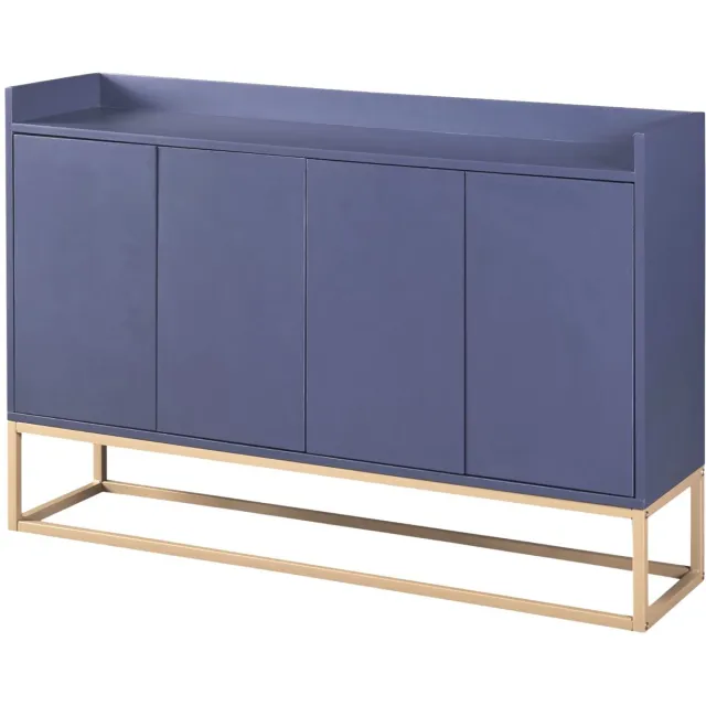 Happiq Dressoir 120 x 30 x 80 Cm Zwart - Minimalistisch met 4 Deuren en Verstelbare Plank - voor Woonkamer of Eetkamer