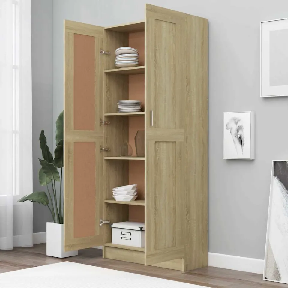 vidaXL Boekenkast 82,5x30,5x185,5 cm bewerkt hout sonoma eikenkleur, foto 4