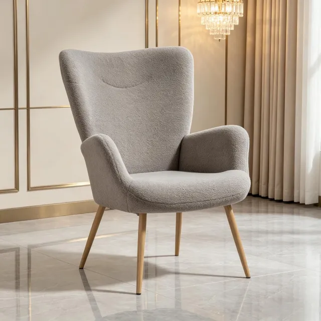 MIVRAY Fauteuil 71 X 74 X 97,5 Cm Hoge Rugleuning Met Armleuningen Voor Woonkamer En Leeshoek Stof Grijs