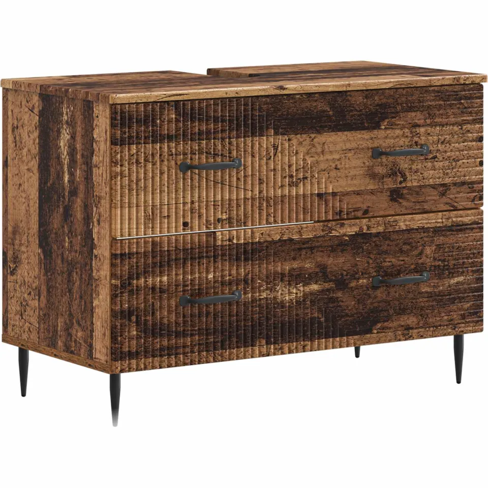 vidaXL Badkamer wastafelkast HAARLEM Oud hout 82 x 41 x 58,5 cm bruin, foto 3