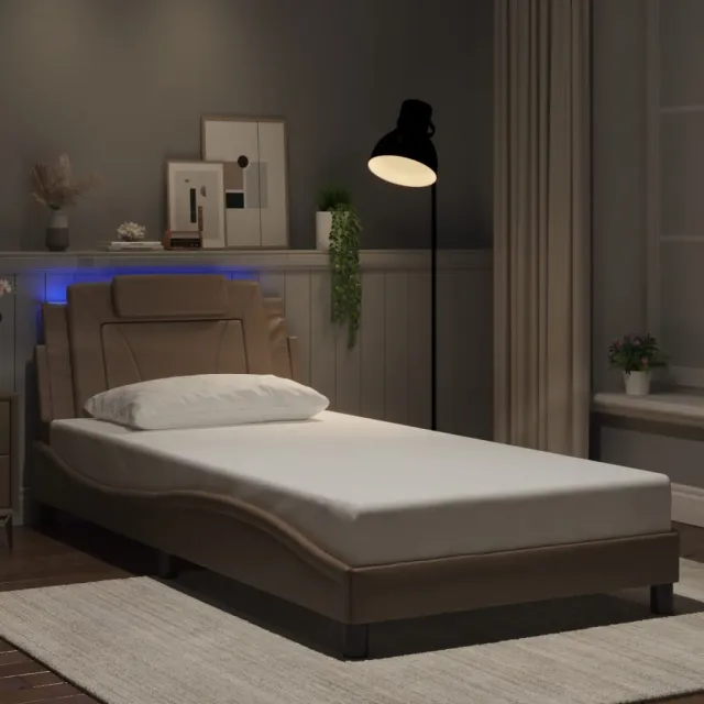 vidaXL Bedframe "Viana" met LED zonder matras cappuccino 100x200 cm Bruin