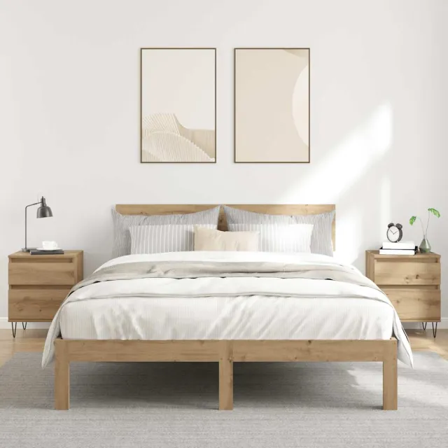 vidaXL Nachtkastjes 2 st 40x35x50cm bewerkt hout artisanaal eikenkleur, foto 2