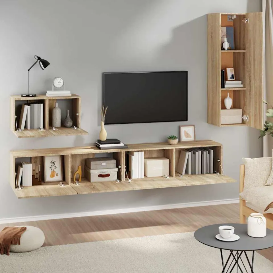 vidaXL 4-delige Tv-meubelset bewerkt hout sonoma eikenkleurig, foto 2