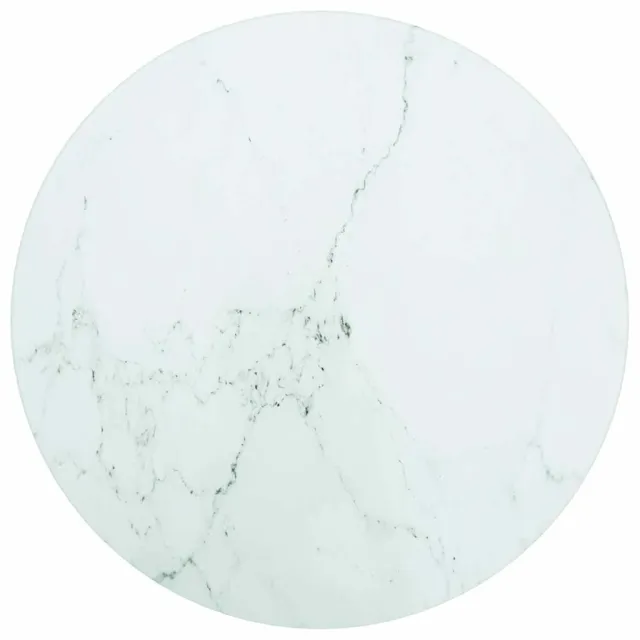 vidaXL Tafelblad Ø30x0,8 cm gehard glas met marmerontwerp wit