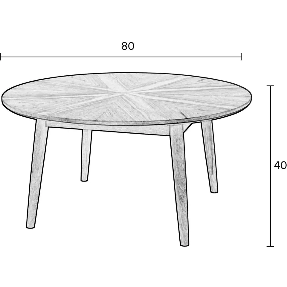 Housecraft Living Fabio Salontafel Rond Hout 80x80 cm Zwart Fabio Salontafel Rond Hout 80x80 cm Zwart, foto 3
