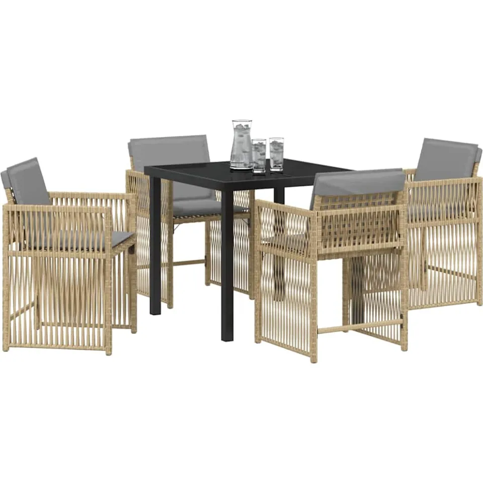 vidaXL Tuin eettafelset 5 st Beige poly rattan
