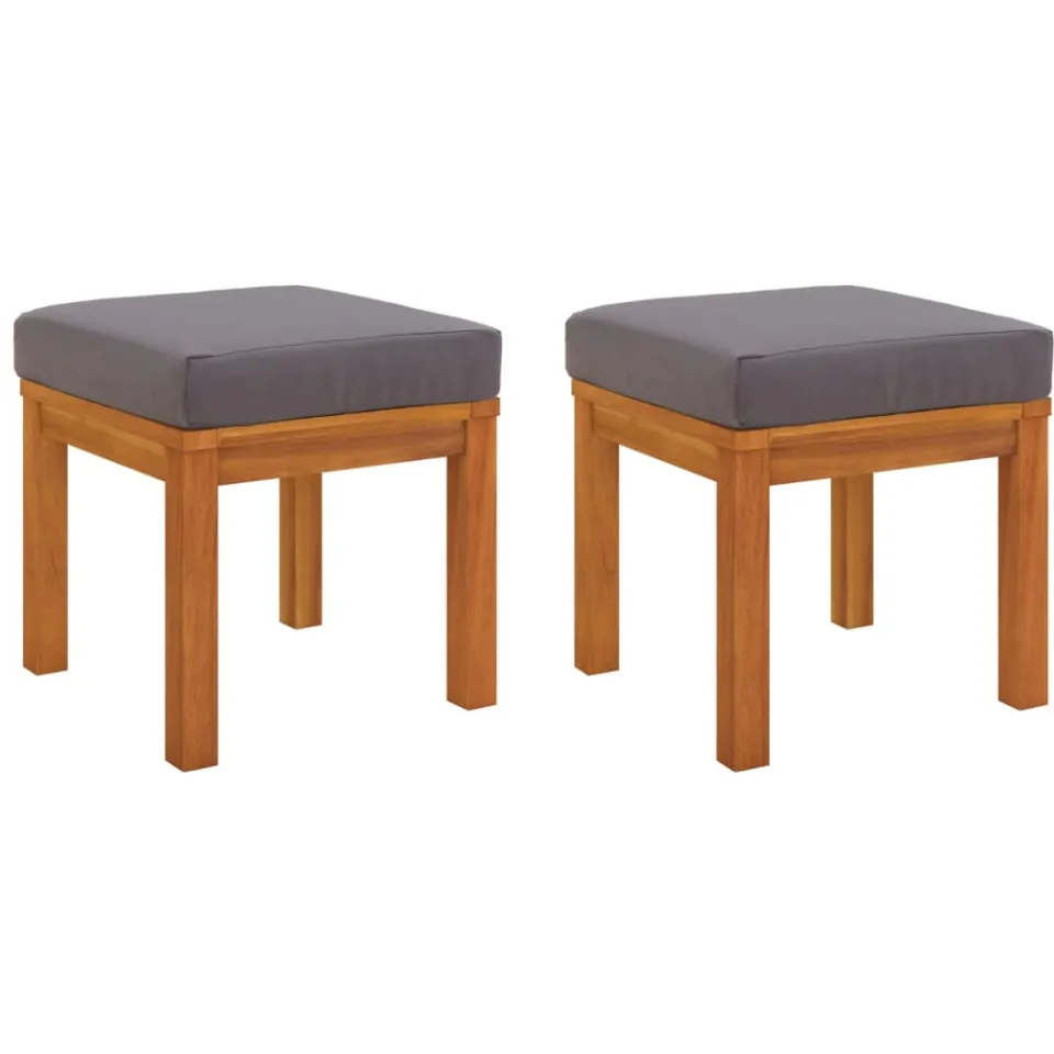 vidaXL Tuinkrukjes 2 st met kussens 40x40x34 cm massief acaciahout grijs, foto 3
