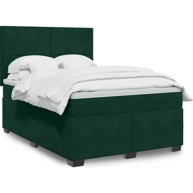 vidaXL Boxspring met matras fluweel donkergroen 140x190 cm groen