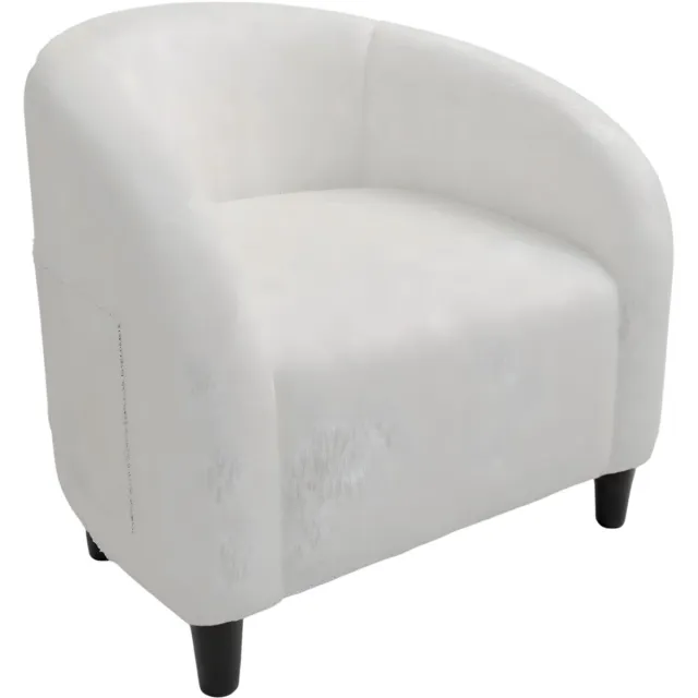 Happiq Fauteuil - Moderne Stoel met Tonvormige Rugleuning en Zachte Bekleding - voor woonkamer, slaapkamer en lounge - Stof - Wit White