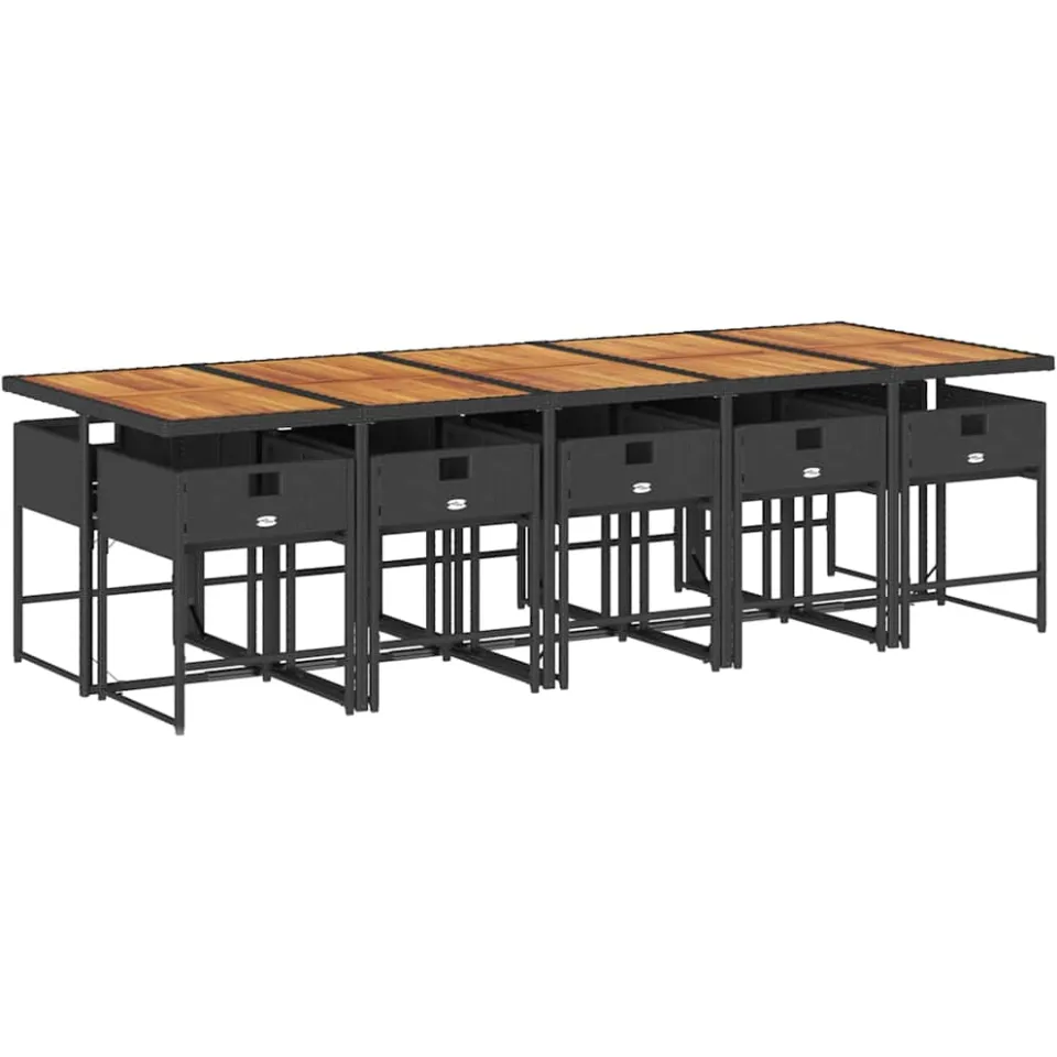vidaXL 11-delige Tuinset met kussens poly rattan zwart, foto 4