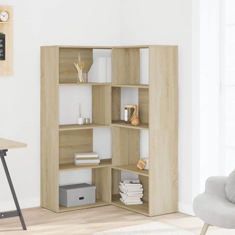 vidaXL Boekenkast 4-laags hoek 85x85x140 cm bewerkt hout sonoma eiken, foto 2