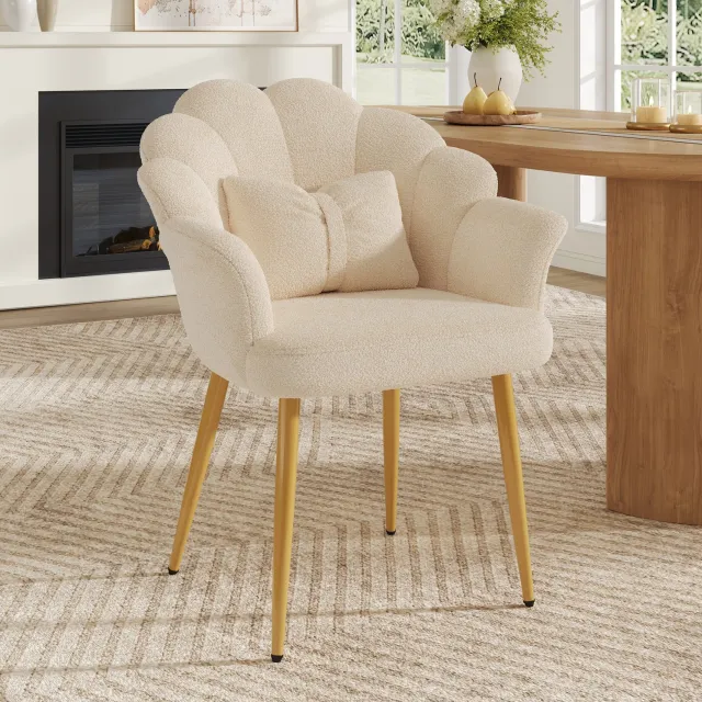 COVREO Fauteuil met armleuningen – 1-zits stoel met kussen – Loungestoel voor slaapkamer – 64x65,5x85 cm – Beige