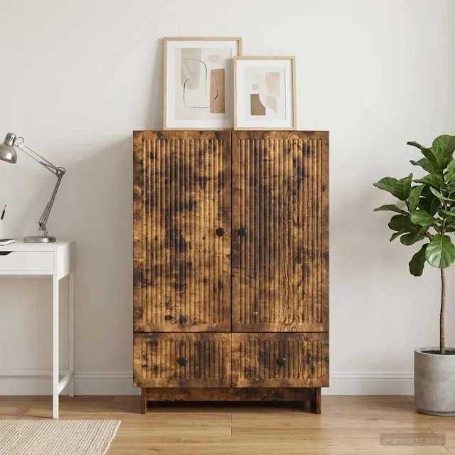 vidaXL Dressoir Gerookte Eik 66 x 34,5 x 95 cm Geconstrueerd hout bruin, foto 2