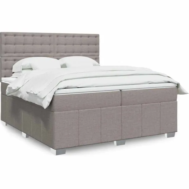vidaXL Boxspring met matras stof taupe 200x200 cm