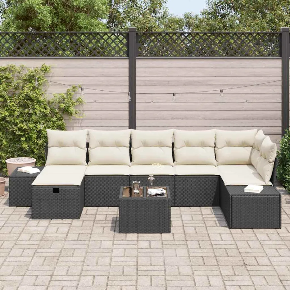 vidaXL Tuin Sofa Set 8 st Zwart poly rattan, foto 3