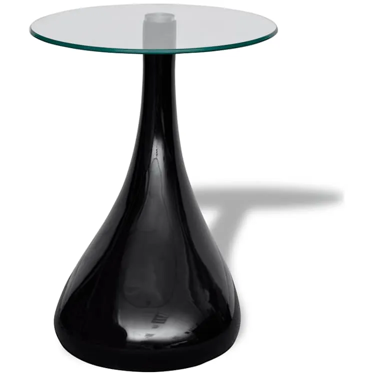 vidaXL Salontafel met rond glazen tafelblad hoogglans zwart 2 st, foto 4