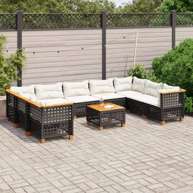 vidaXL 10-delige Loungeset met kussens poly rattan zwart, foto 2