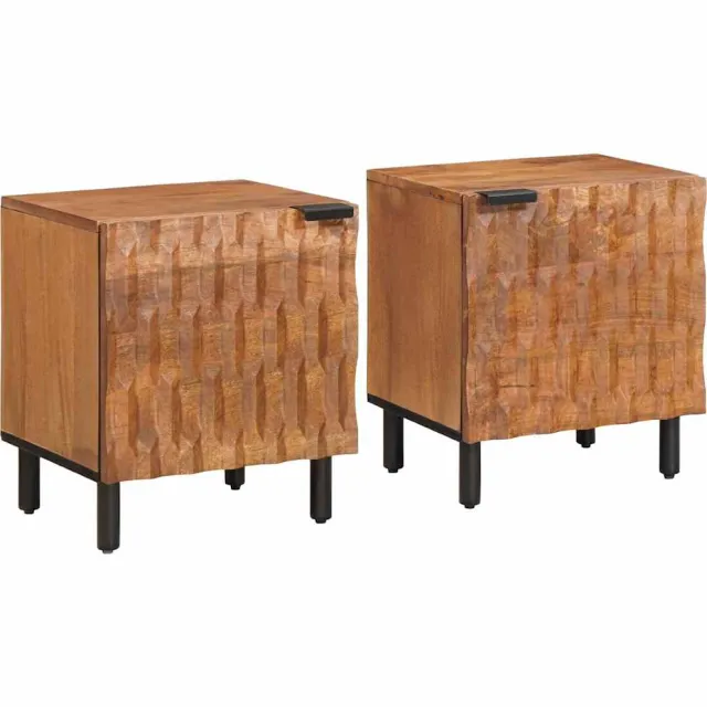 vidaXL Nachtkastje 2 st Bruin 40 x 33 x 46 cm Massief Mango Hout