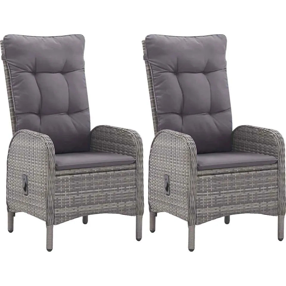 vidaXL 3-delige Bistroset poly rattan en glas grijs