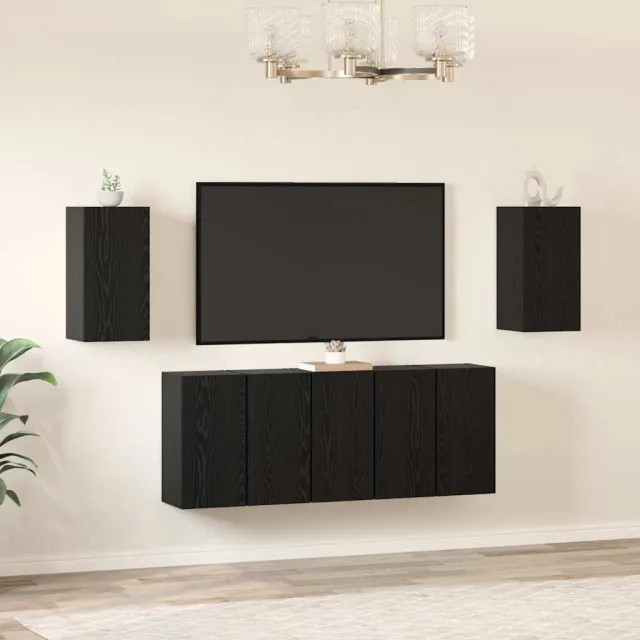 vidaXL Tv-meubelset 7 st 30,5 x 30 x 60 cm Zwart Eiken
