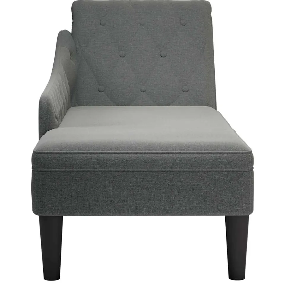 vidaXL Chaise longue met kussen en rechterarmleuning stof donkergrijs grijs, foto 4