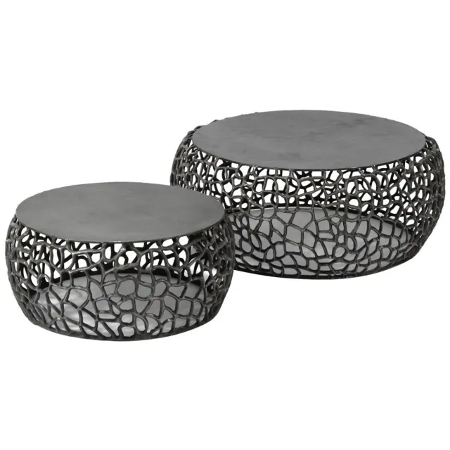 Giga Living Giga Meubel Salontafel Maze - Zwart Metaal - Set van 2