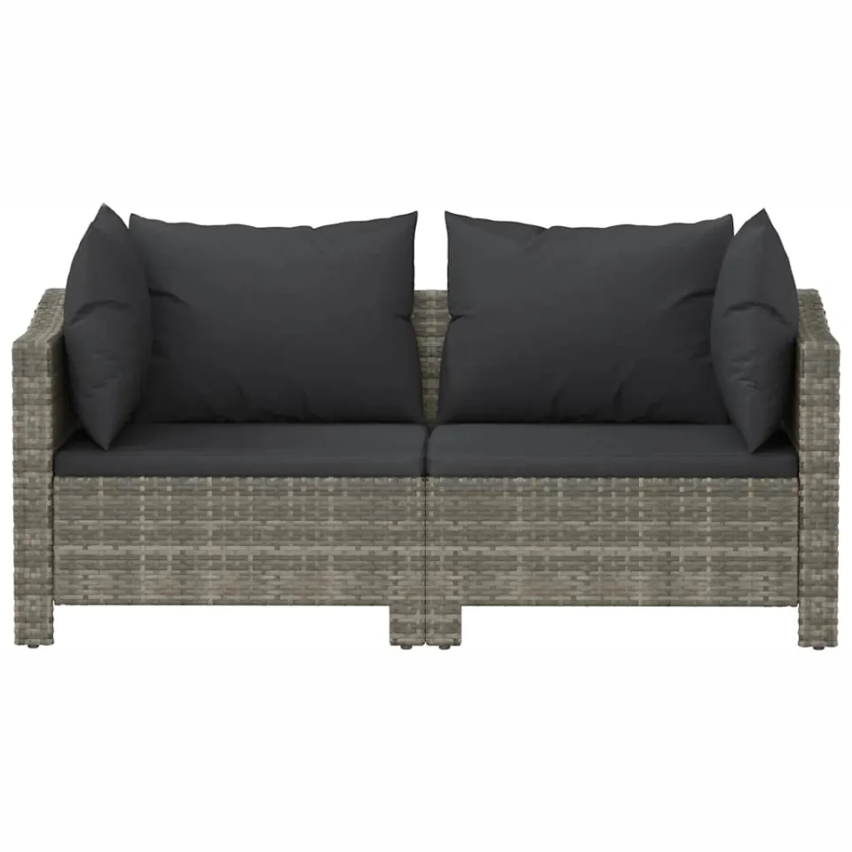 vidaXL 2-delige tuinloungeset met kussens grijs poly rattan, foto 4