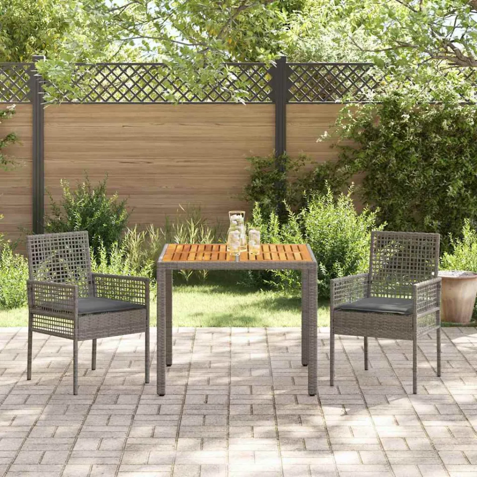 vidaXL Tuin eettafelset 3 st Grijs poly rattan, foto 3