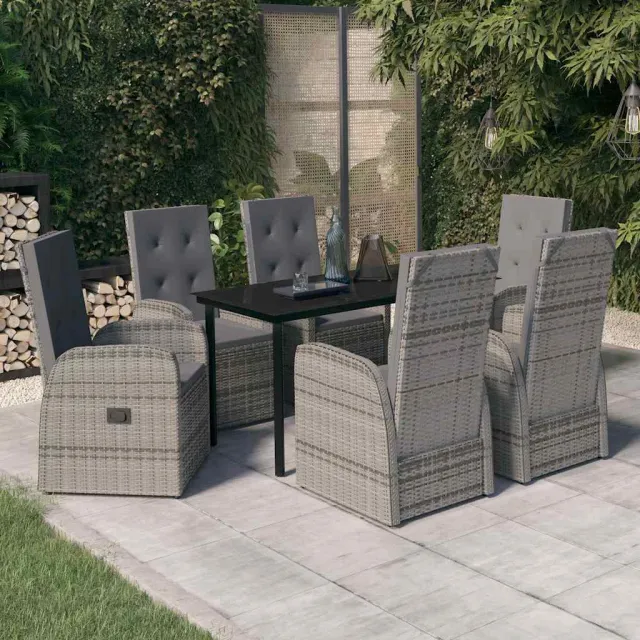 vidaXL 7-delige Tuinset met kussens grijs, foto 2