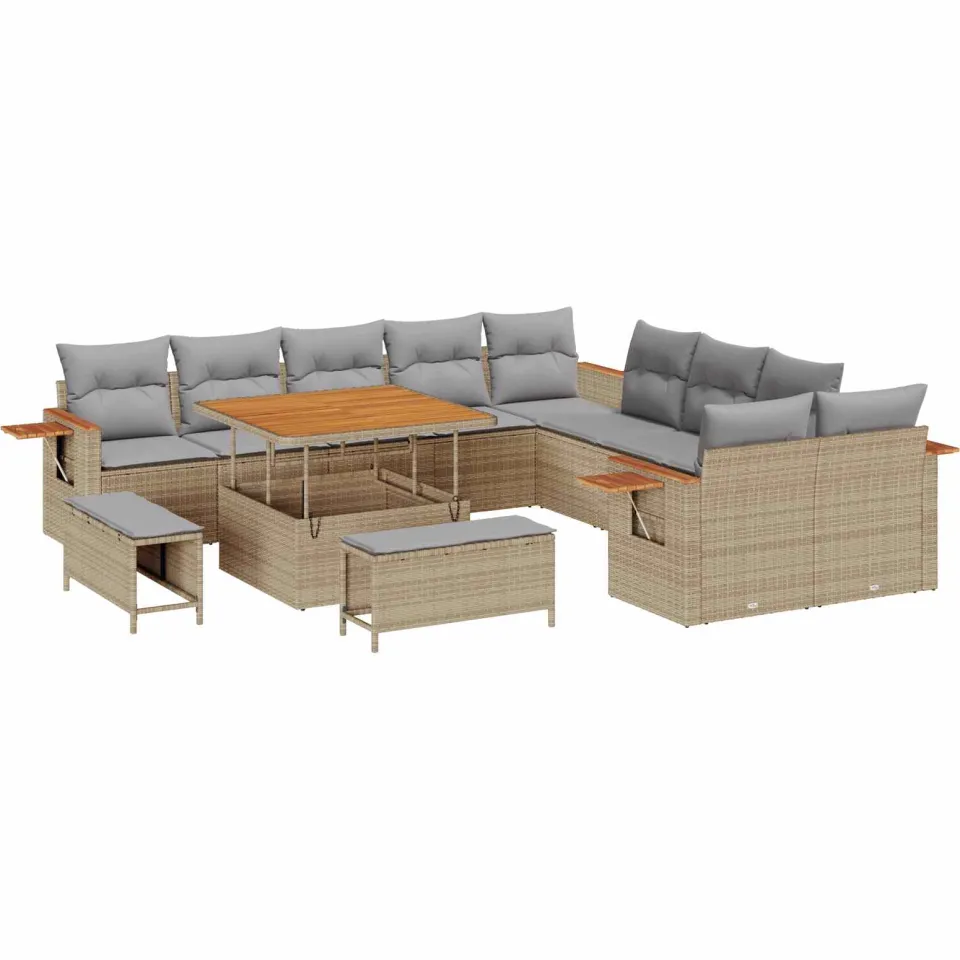 vidaXL Tuinbankenset 13 st Beige poly rattan