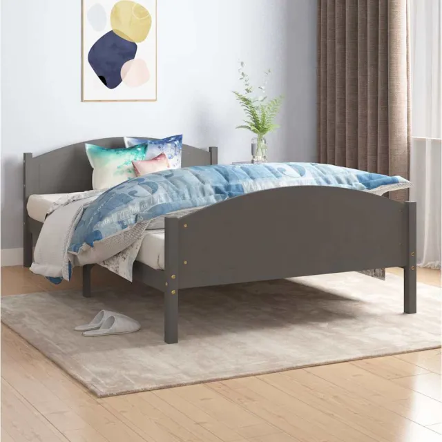 vidaXL Bedframe massief grenenhout donkergrijs 120x200 cm grijs