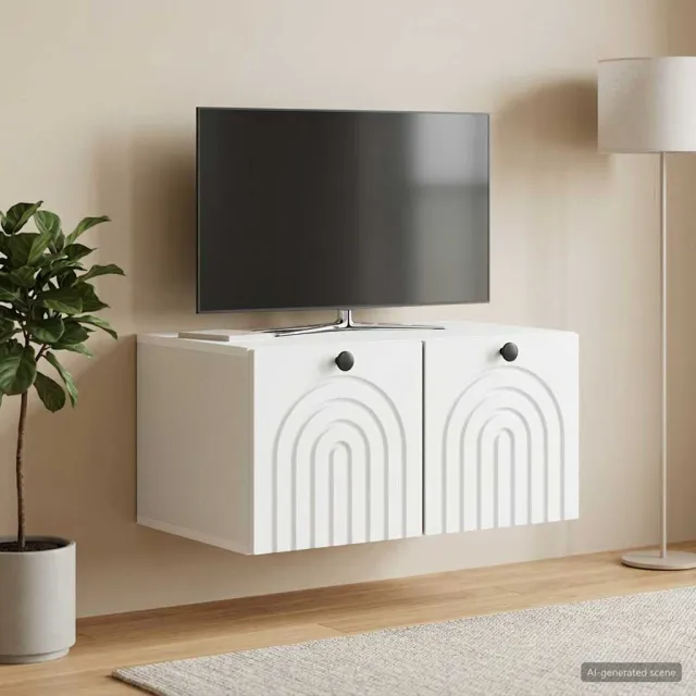 vidaXL Wandbeugel TV-kast Wit 59,5 x 41 x 30 cm Bewerkt hout