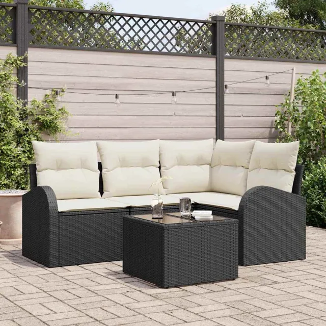vidaXL Tuin Sofa Set 5 st Zwart poly rattan, foto 2