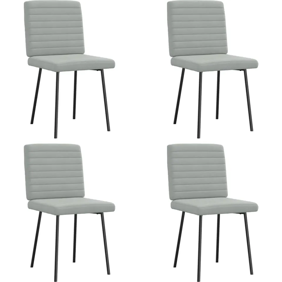 vidaXL Eetkamerstoelen 4 st fluweel lichtgrijs grijs, foto 3