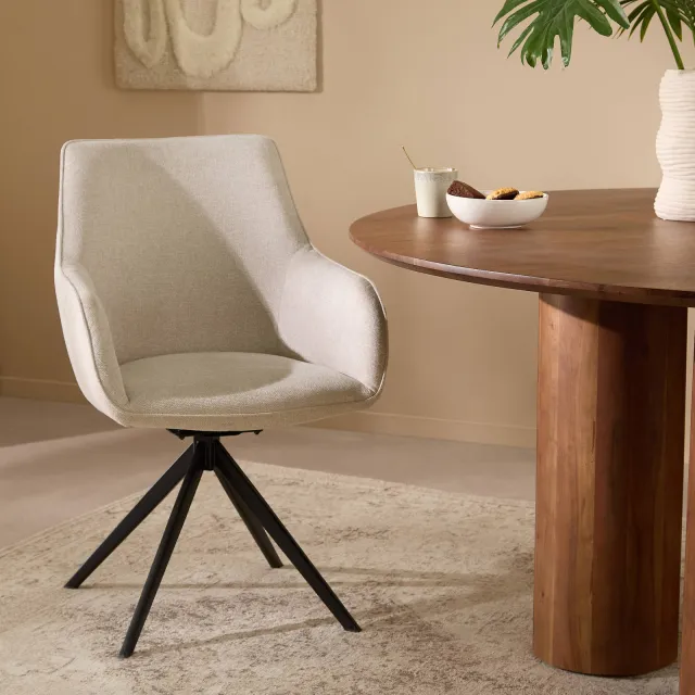 NOUS Living Loren eetkamerstoel beige, foto 2