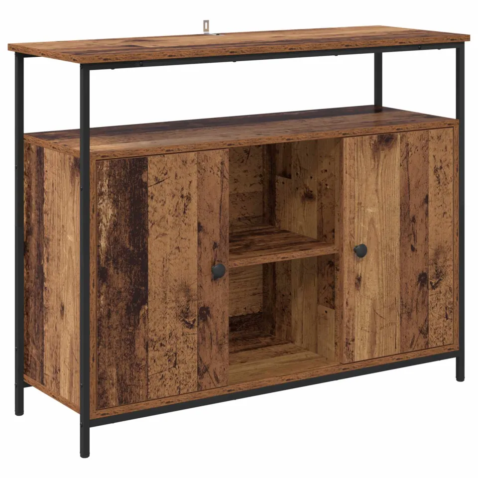 vidaXL Dressoir Oud Hout 100 x 35 x 80 cm Bewerkt hout bruin, foto 3