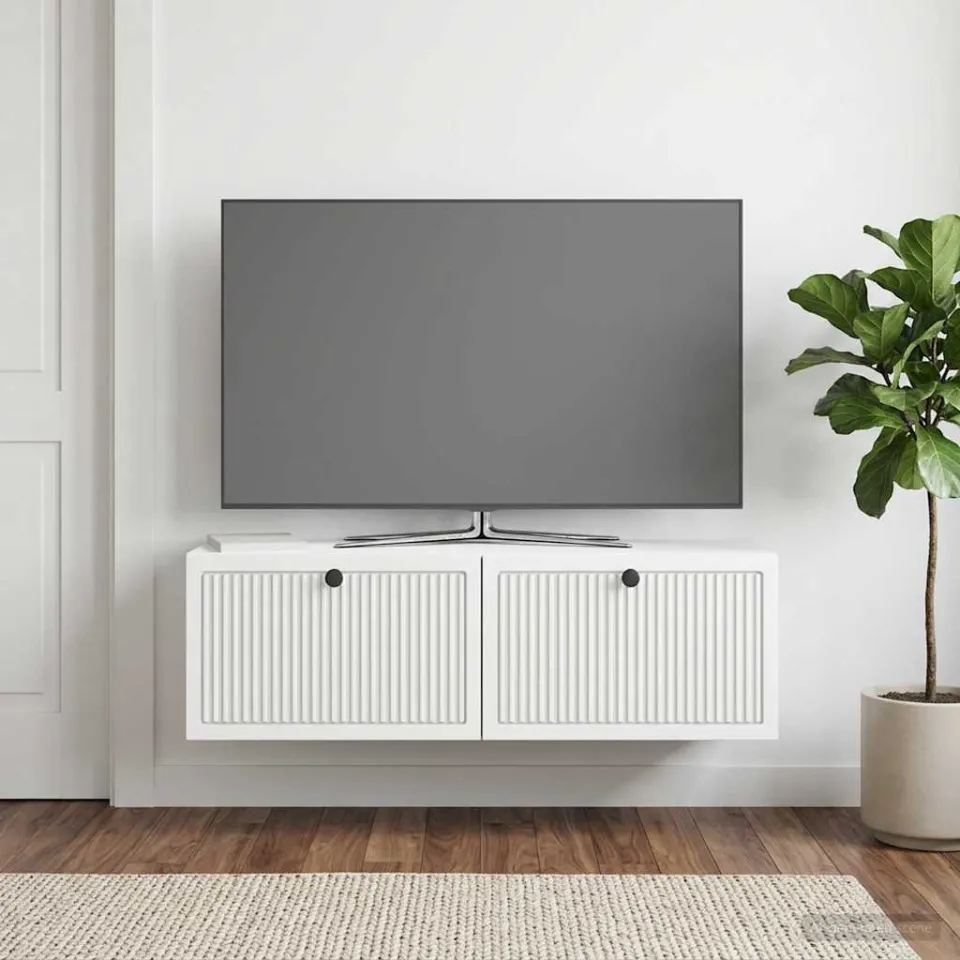 vidaXL Wandbeugel TV-kast Wit 98 x 31 x 30 cm Bewerkt hout, foto 4