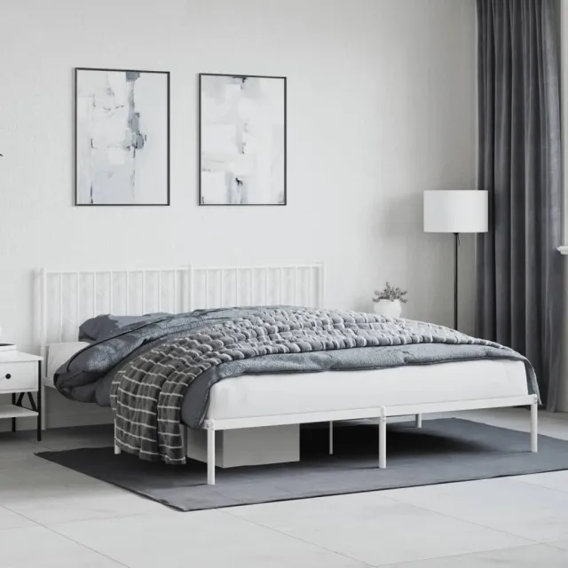 vidaXL Bedframe met hoofdbord metaal wit 183x213 cm