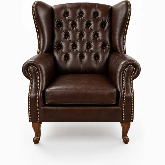 Meubeldistrict Chesterfield Fauteuil - Mokka Donker Bruin - Leer - Stoel Chesterfield - Lounge Chair - Clubfauteuil - Relaxfauteuil - Loungestoel - Zetel