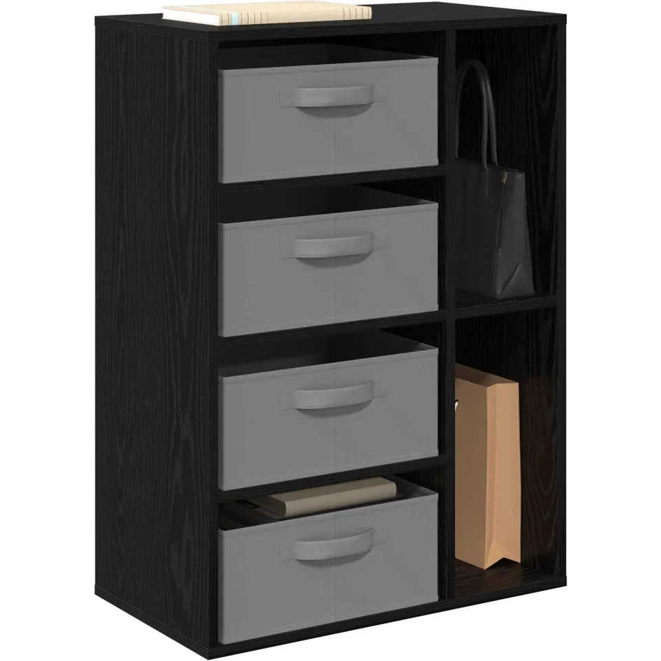 vidaXL Dressoir Zwart eiken 60 x 33,5 x 84 cm, foto 2