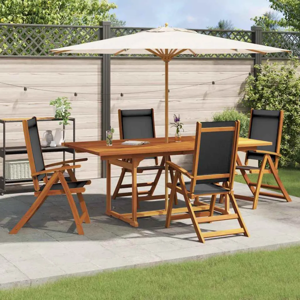 vidaXL 5-delige Tuinset massief acaciahout en textileen bruin, foto 2