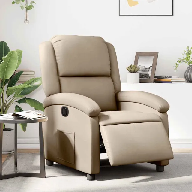 vidaXL Fauteuil verstelbaar elektrisch kunstleer cappuccinokleurig bruin