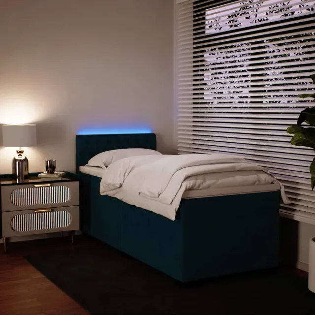 vidaXL Boxspring met matras fluweel blauw 100x200 cm