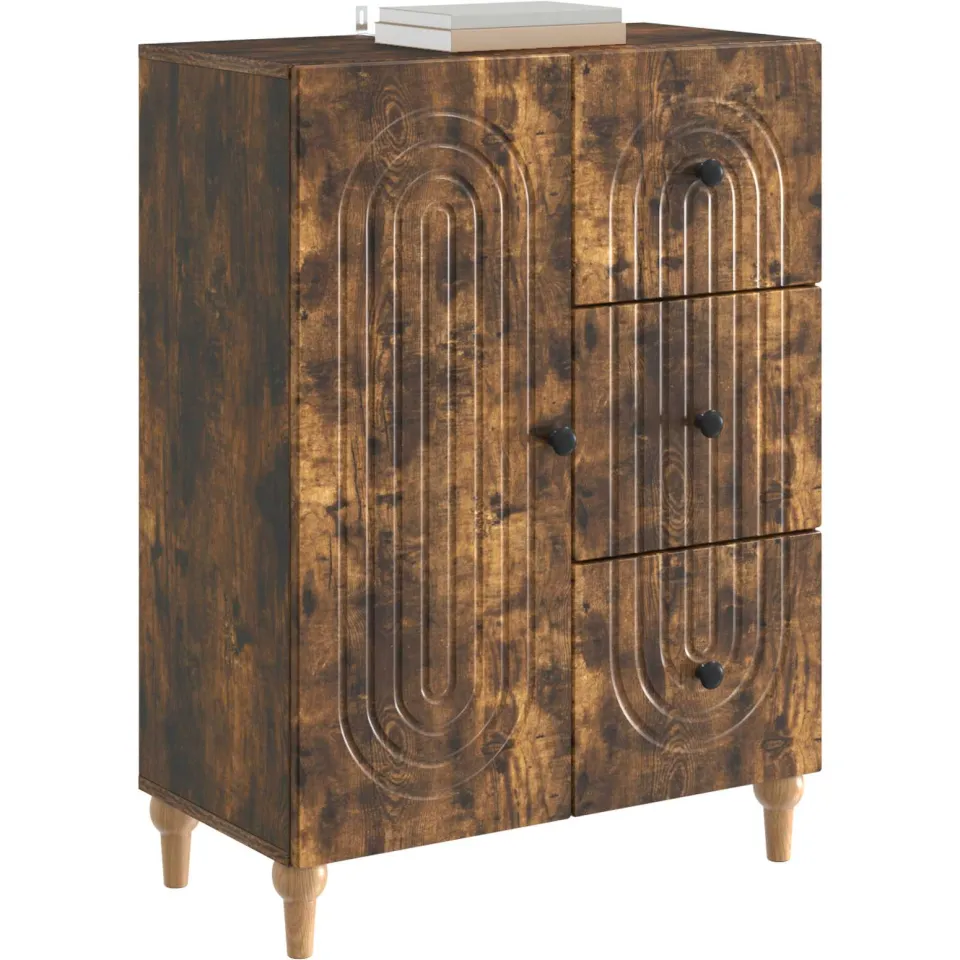 vidaXL Dressoir Gerookt eiken 66 x 34,5 x 90 cm Bewerkt hout Bruin