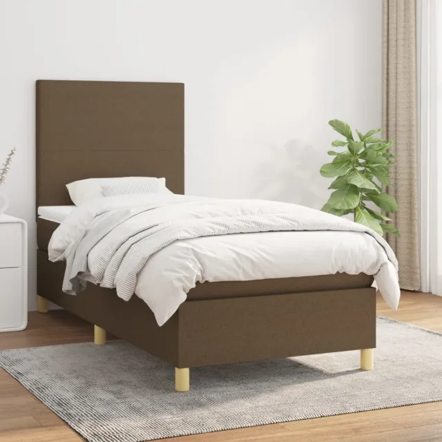 vidaXL Boxspring met matras stof donkerbruin 80x200 cm bruin