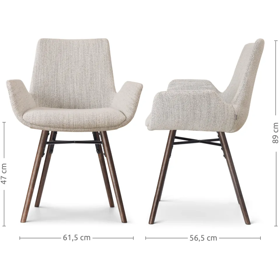 Nolon Nena-Eef eetkamerstoel beige gemêleerd - walnoot houten onderstel, foto 3