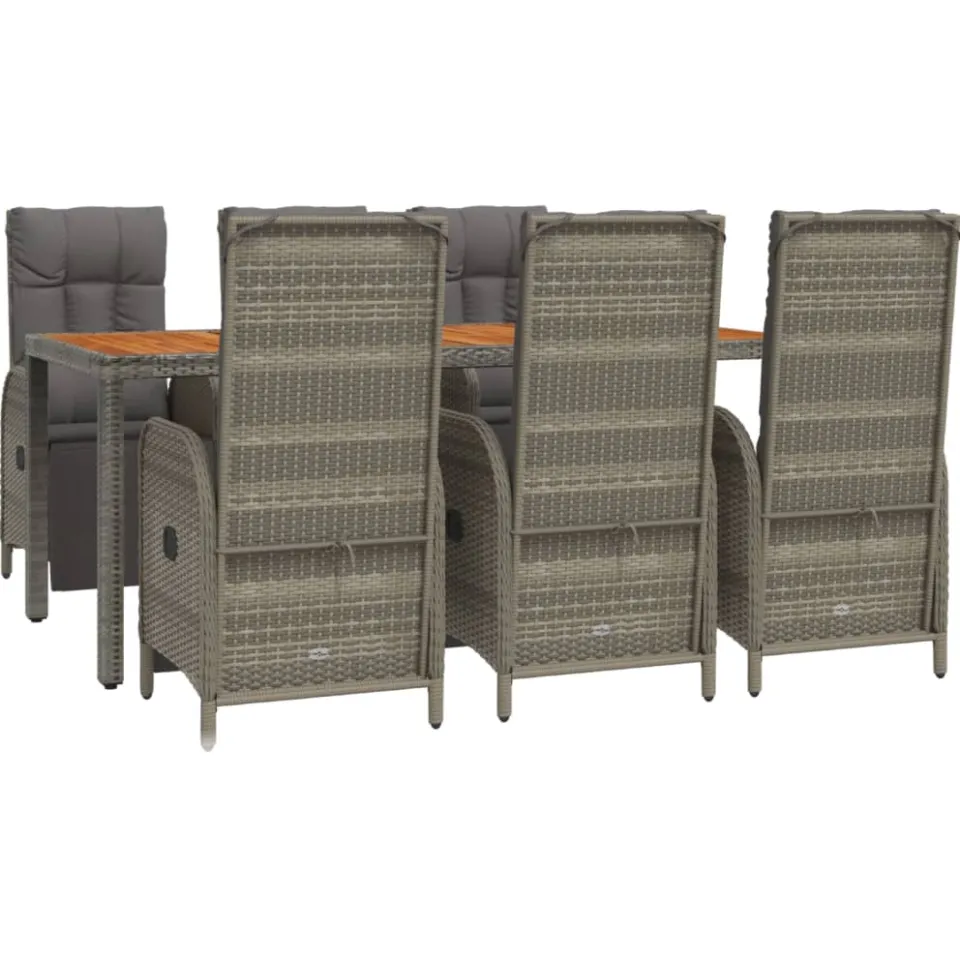 vidaXL 7-delige Tuinset met kussens poly rattan grijs, foto 3
