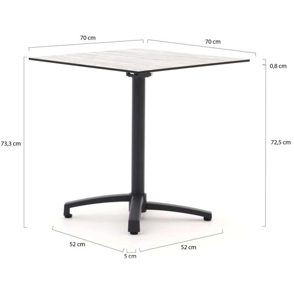 Bellagio tuinmeubelen Bellagio Canzo klaptafel 70x70x73cm grijs, foto 2